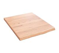 vidaXL Light Brown Bathroom Countertop - 40x50x2 cm Treated Solid Oak Wood with Varnished Surface and Live Edge Finish