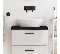 vidaXL Bathroom Countertop in Solid Oak Wood, Dark Grey Finish, Versatile Applications, Handmade Live Edge, Sized 60x40x(2-4) cm