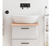 vidaXL Light Brown Bathroom Countertop - 40x50x2 cm Treated Solid Oak Wood with Varnished Surface and Live Edge Finish