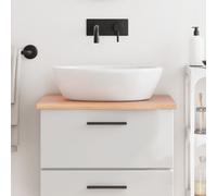 vidaXL Bathroom Countertop - Solid Oak Wood Vanity Top with Live Edge - Light Brown, 60x50x2 cm