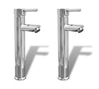 vidaXL Bathroom Faucet Mixer Taps 2 pcs Chrome