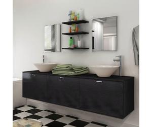vidaXL Bathroom Furniture and Basin Set 8 Piece Black Home Vanity Cabinet