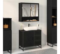 vidaXL Bathroom Furniture Set 2 pcs Black Oak Engineered Wood