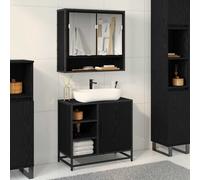 vidaXL Bathroom Furniture Set 2 pcs Black Oak Engineered Wood