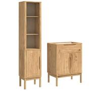 vidaXL Bathroom Furniture Set 2 pcs Wax Brown Solid Pine Wood, Bathroom Organizer Set, Rectangular, Modern Design, Durable Indoor Storage, Home Furniture, Bath Furnishing Solutions