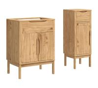 vidaXL Bathroom Furniture Set 2 pcs Wax Brown Solid Pine Wood, Bathroom Organizer Set, Rectangular, Modern Design, Durable Indoor Storage, Home Furniture, Bath Furnishing Solutions
