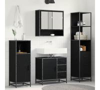 vidaXL Bathroom Furniture Set 3 pcs Black Oak Engineered Wood