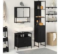 vidaXL Bathroom Furniture Set 3 pcs Black Oak Engineered Wood