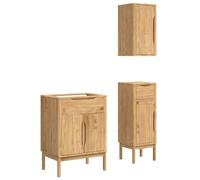 vidaXL Bathroom Furniture Set 3 pcs Wax Brown Solid Pine Wood, Bathroom Organizer Set, Rectangular, Modern Design, Durable Indoor Storage, Home Furniture, Bath Furnishing Solutions