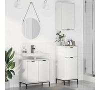 vidaXL Bathroom Furniture Set 3 pcs White Engineered Wood and Metal