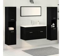vidaXL Bathroom Furniture Set 4 pcs Black Oak Engineered Wood