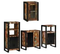 vidaXL Bathroom Furniture Set 4 pcs Multicolour Solid Reclaimed Wood, Multi