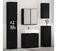vidaXL Bathroom Furniture Set 5 pcs Black Oak Engineered Wood