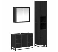 vidaXL Bathroom Furniture Set of 3 Black Oak Effect 80 x 33 x 60 cm