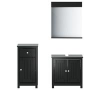 vidaXL Bathroom Furniture Set Sink Cabinet 3 Piece BERG Black Solid Wood Pine