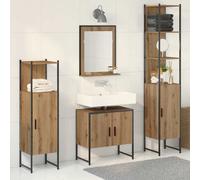 vidaXL Bathroom Furniture Set with Door 4 pcs Brown 33 x 33 x 185.5 cm