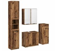vidaXL Bathroom Furniture Set with Door 4 pcs Old Wood Engineered Wood, Bathroom, Rectangular, Rustic, Storage, Organizing Ideas for Small Spaces, Open Shelving, Minimalist Design Inspiration