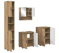 vidaXL Bathroom Furniture Set with Door 4 Pieces Artisan Oak 61 x 35 x 64 cm