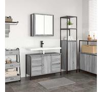 vidaXL Bathroom Furniture Set with Drawer 2 pcs Grey sonoma and Black