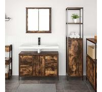 vidaXL Bathroom Furniture Set with Drawer 2 pcs Smoked Oak and Black