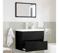 vidaXL Bathroom Furniture Set with Drawer Wall-mounted 2 pcs Black Oak