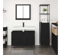 vidaXL Bathroom Furniture Set with Drawer with Shelf 2 pcs Black oak