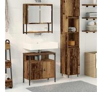 vidaXL Bathroom Furniture Set with Shelf 2 pcs Brown Engineered wood