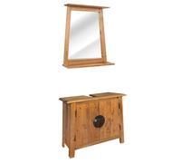 vidaXL Bathroom Furniture Set Wooden Vanity Cabinet Under Sink Cabinet Wall Mirr