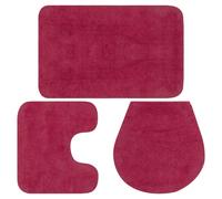 vidaXL Bathroom Mat Set 3 Piece Fabric Fuchsia Bath Floor Carpet Rug Suction