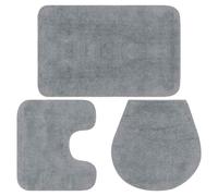 vidaXL Bathroom Mat Set 3 Pieces Fabric Grey UK HOT