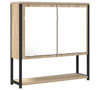 vidaXL Bathroom Mirror Beige 60 x 16 x 60 cm Glass and Engineered Wood, Modern R