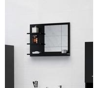 vidaXL Bathroom Mirror Cabinet, Engineered Wood & Acrylic, Black, 60x10.5x45 cm, Wall-Mounted Vanity Unit, Cosmetic & Makeup Storage, Dressing Mirror, Bathroom Home Decor, Wall Shelf Organiser
