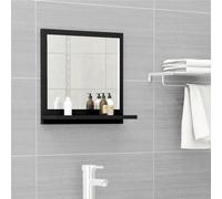 vidaXL Bathroom Mirror Black Engineered Wood Rectangle Home Washroom Mirror