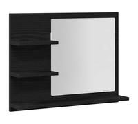 vidaXL Bathroom Mirror Black Oak 60x10.5x45 cm Engineered Wood, mirror, vanity mirror, wall mounted mirror, makeup mirror, wall mirror, hanging mirror