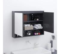 vidaXL Bathroom Mirror Cabinet MDF Grey Washroom Decor Wall Storage Cabinet