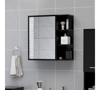 vidaXL Bathroom Mirror Cabinet Black Chipboard Washroom Wall Storage Rack