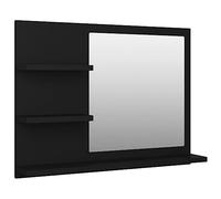 vidaXL Bathroom Mirror Cabinet, Engineered Wood & Acrylic, Black, 60x10.5x45 cm, Wall-Mounted Vanity Unit, Cosmetic & Makeup Storage, Dressing Mirror, Bathroom Home Decor, Wall Shelf Organiser