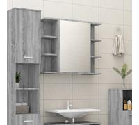 vidaXL Bathroom Mirror Cabinet Grey Sonoma Engineered Wood Storage Cabinet