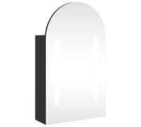 vidaXL Bathroom Mirror Cabinet LED Wall Cabinet with LED Light Arched Black
