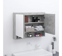 vidaXL Bathroom Mirror Cabinet MDF Concrete Grey Home Wall Storage Cabinet