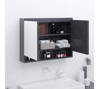 vidaXL Bathroom Mirror Cabinet MDF Grey Washroom Decor Wall Storage Cabinet
