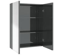 vidaXL Bathroom Mirror Cabinet MDF Shining Grey Home Wall Storage Cabinet
