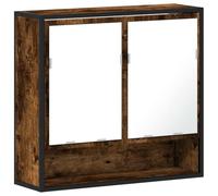 vidaXL bathroom mirror cabinet smoked oak 65x20x60 cm - engineered wood with metal frame for modern style, ample storage space, wall-mountable, clear undistorted reflection for grooming tasks