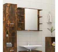 Vidaxl Bathroom Mirror Cabinet Smoked Oak 80X20.5X64 Cm Engineered Wood