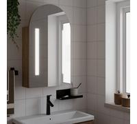 Vidaxl Bathroom Mirror Cabinet With Led Light Arched Oak 42X13X70 Cm