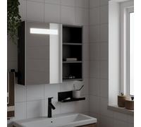 (black, 60 x 13 x 52 cm) vidaXL Bathroom Mirror Cabinet with LED Light Illuminated Wall Storage Cabinet
