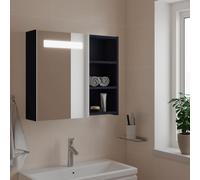 vidaXL Bathroom Mirror Cabinet with LED Light Grey 60x13x52 cm