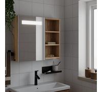 Bathroom Mirror Cabinet with LED Light Illuminated Wall Storage Cabinet vidaXL