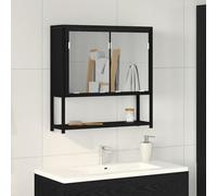 vidaXL Bathroom Mirror Cabinet with Shelf Black oak 60 x 16 x 60 cm