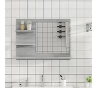 vidaXL Engineered Wood Bathroom Mirror - Wall-Mounted Grey Sonoma Mirror with Shelves for Storage